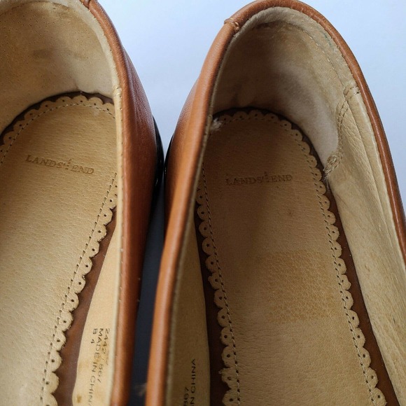 Land's End Leather Tan Slip On Flat Shoes Size 8.5 - Picture 5 of 10
